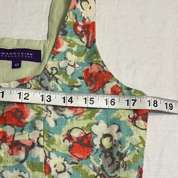 Manoukian Collection Women's Sheath Dress Green Floral Sleeveless Size Medium - Picture 7 of 11